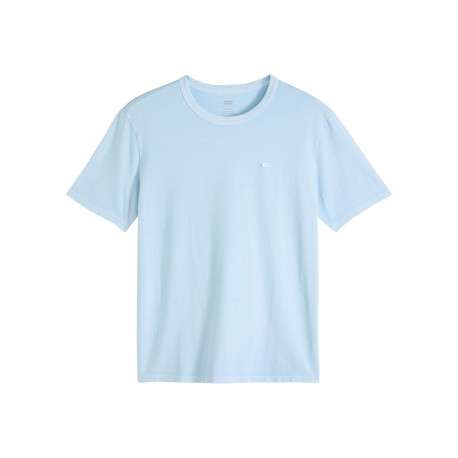 T-shirt en coton ciel uni avec une coupe droite et un col rond