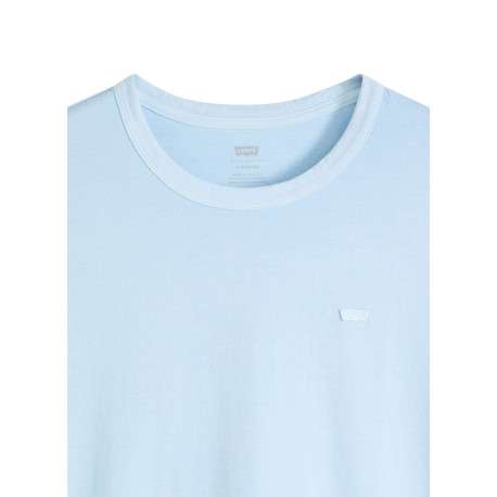 T-shirt en coton ciel uni avec une coupe droite et un col rond - Image 2