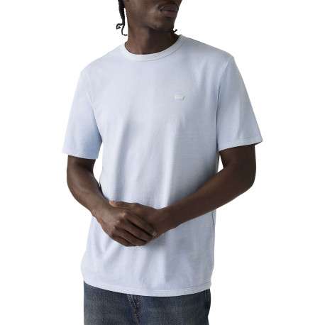 T-shirt en coton ciel uni avec une coupe droite et un col rond - Image 3