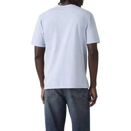 T-shirt en coton ciel uni avec une coupe droite et un col rond - Image 4