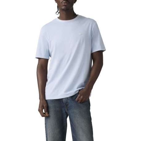 T-shirt en coton ciel uni avec une coupe droite et un col rond - Image 5