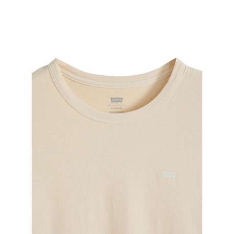 T-shirt en coton jaune uni avec une coupe droite et un col rond - Image 2