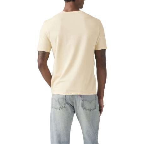 T-shirt en coton jaune uni avec une coupe droite et un col rond - Image 4