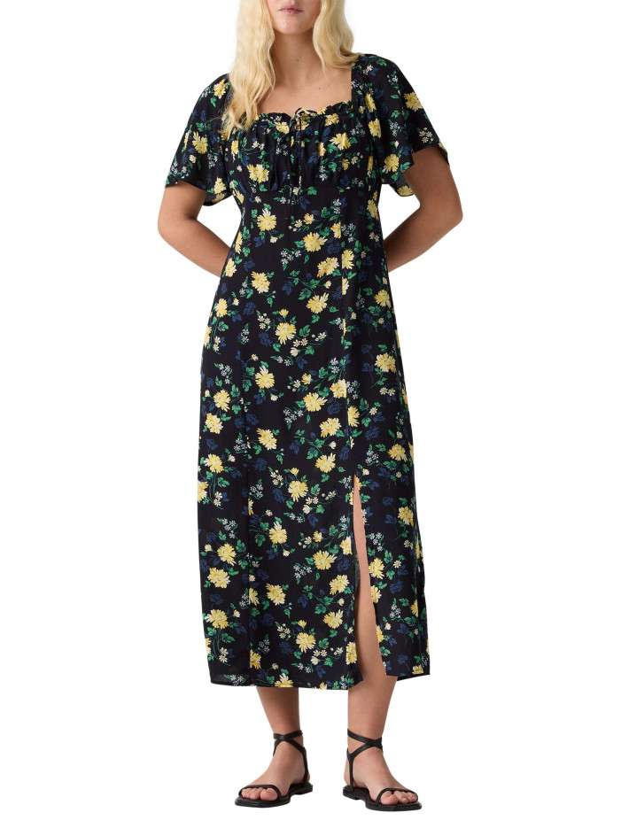Robe longue noire à motif...