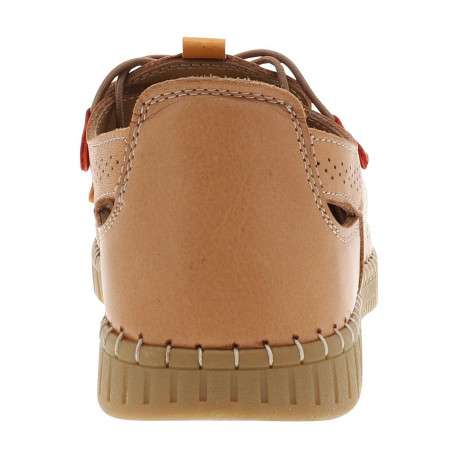 Tennis en cuir noisette avec un talon plat et des lacets ronds élastiqués - Image 6
