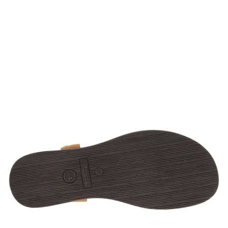 Nu-pieds en cuir cognac à talon compensé bas avec une bande auto-agrippante - Image 5