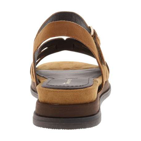 Nu-pieds en cuir cognac à talon compensé bas avec une bande auto-agrippante - Image 6