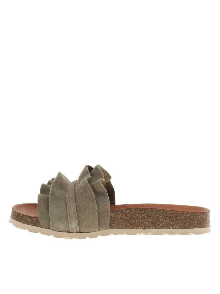 Mules en cuir kaki avec un...