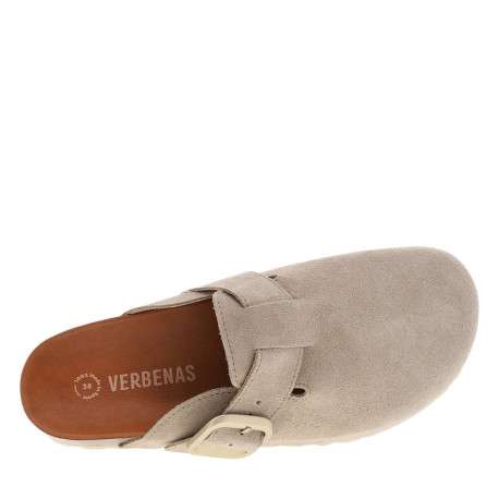 Sabots en cuir taupe avec un talon plat et une boucle à ardillon - Image 4