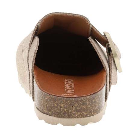 Sabots en cuir taupe avec un talon plat et une boucle à ardillon - Image 6