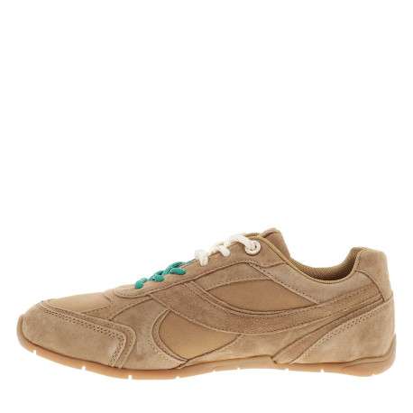 Baskets running en cuir camel avec un talon plat et des lacets