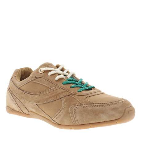 Baskets running en cuir camel avec un talon plat et des lacets - Image 3