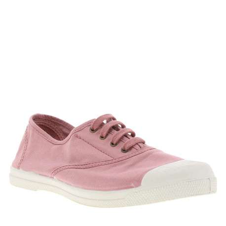 Tennis roses à talon plat avec des lacets et un soufflet élastiqué - Image 3