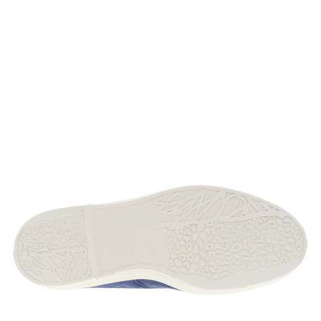 Tennis bleues à talon plat avec des lacets et un soufflet élastiqué - Image 5