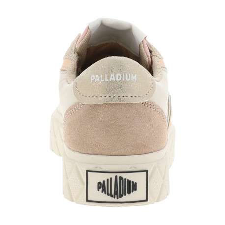 Tennis en cuir écrues à talon plat avec des lacets et un logo rose - Image 6