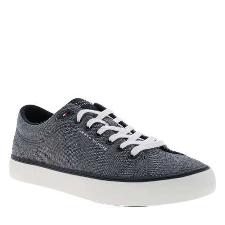 Tennis bleu marine avec un talon plat et pourvu de lacets blancs - Image 3