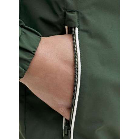 Veste verte à coupe droite pourvue d'un col à capuche et de manches longues - Image 3