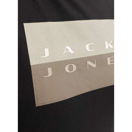 T-shirt en coton noir imprimé avec une coupe droite et un col rond - Image 2