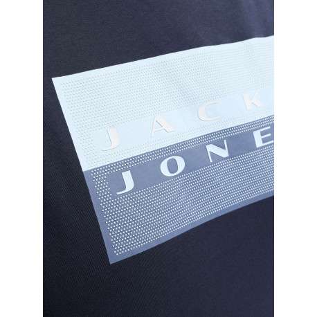 T-shirt en coton marine imprimé avec une coupe droite et un col rond - Image 2