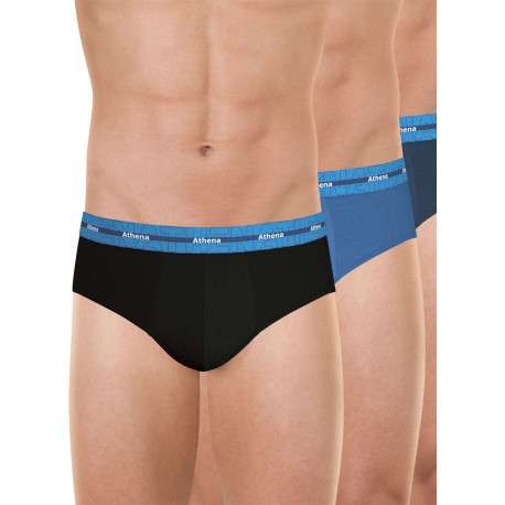 Lot de 3 slips en coton bleus unis pourvus du nom de la marque imprimé - Image 6
