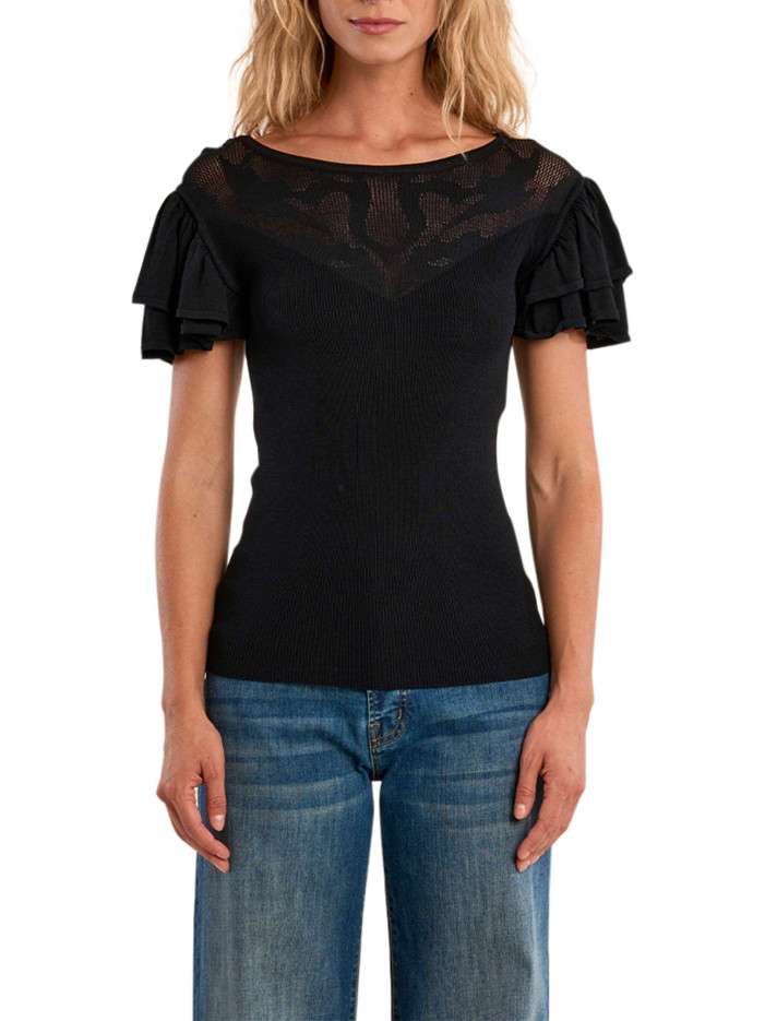 T-shirt noir uni pourvu...