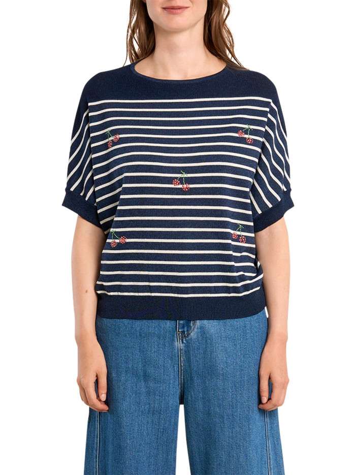 Pull marine à rayures...
