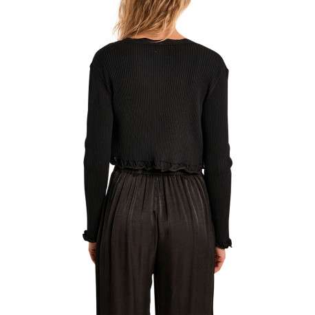 Gilet noir uni pourvu d'une coupe ajustée et d'une taille courte - Image 2