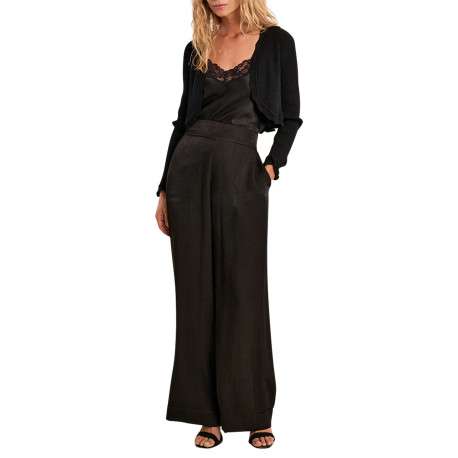 Gilet noir uni pourvu d'une coupe ajustée et d'une taille courte - Image 3
