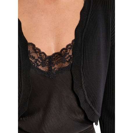 Gilet noir uni pourvu d'une coupe ajustée et d'une taille courte - Image 5