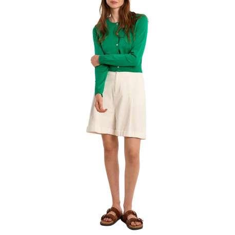 Gilet vert uni pourvu de manches longues et d'une coupe droite - Image 3