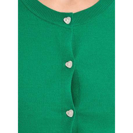 Gilet vert uni pourvu de manches longues et d'une coupe droite - Image 5
