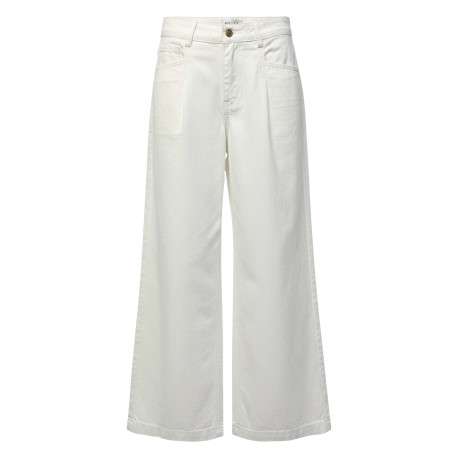 Pantalon en coton blanc uni pourvu d'une coupe baggy et d'une taille haute