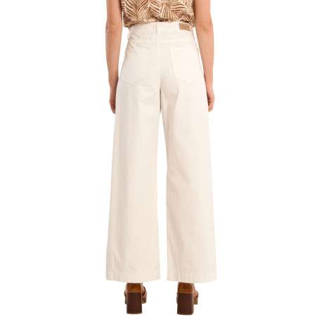 Pantalon en coton blanc uni pourvu d'une coupe baggy et d'une taille haute - Image 3