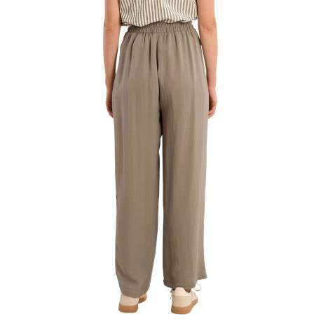 Pantalon kaki uni pourvu d'une coupe large et d'une taille haute - Image 2