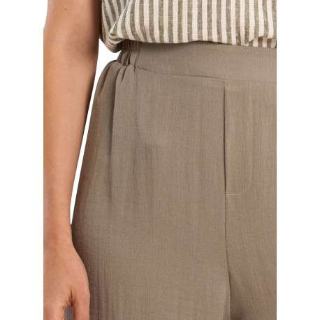 Pantalon kaki uni pourvu d'une coupe large et d'une taille haute - Image 5