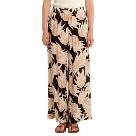 Pantalon noir à motifs pourvu d'une coupe large et d'une taille haute