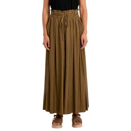 Pantalon kaki uni pourvu d'une coupe extra large et d'une taille élastiquée