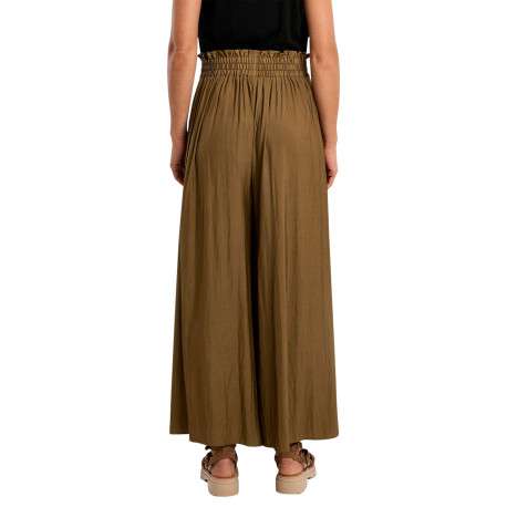 Pantalon kaki uni pourvu d'une coupe extra large et d'une taille élastiquée - Image 2