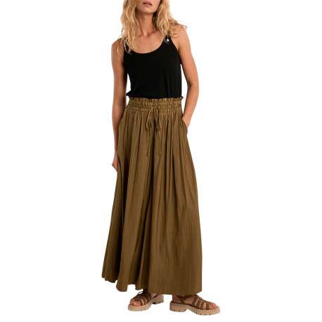 Pantalon kaki uni pourvu d'une coupe extra large et d'une taille élastiquée - Image 3