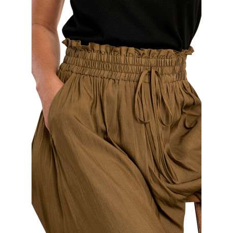 Pantalon kaki uni pourvu d'une coupe extra large et d'une taille élastiquée - Image 5