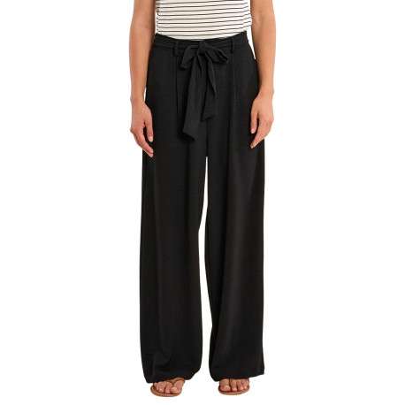 Pantalon noir uni pourvu d'une taille haute et d'une coupe large