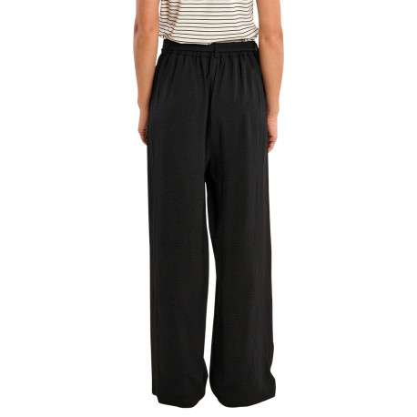Pantalon noir uni pourvu d'une taille haute et d'une coupe large - Image 2