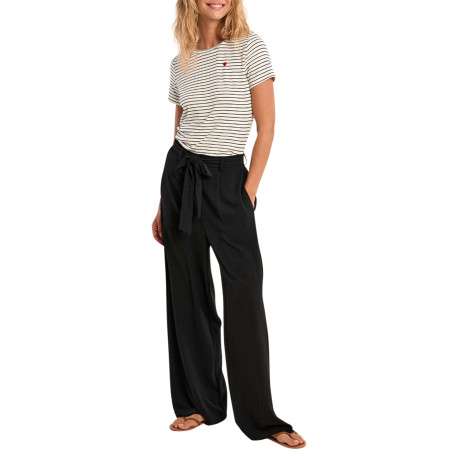 Pantalon noir uni pourvu d'une taille haute et d'une coupe large - Image 3