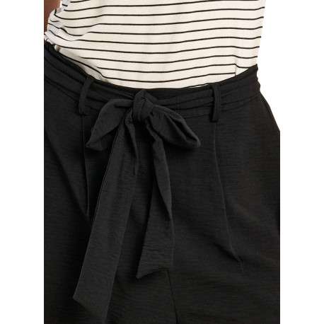 Pantalon noir uni pourvu d'une taille haute et d'une coupe large - Image 5
