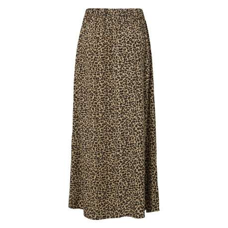 Jupe longue beige pourvu de motif animalier avec une coupe fluide - Image 2