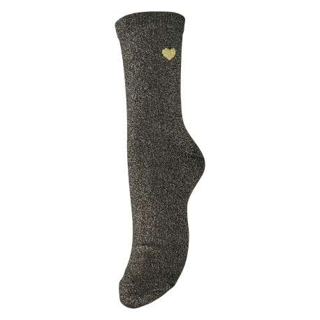 Chaussettes hautes noires unies pourvues de fils lurex dorés