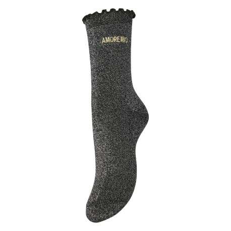 Chaussettes hautes noires à imprimé pourvues de fils lurex