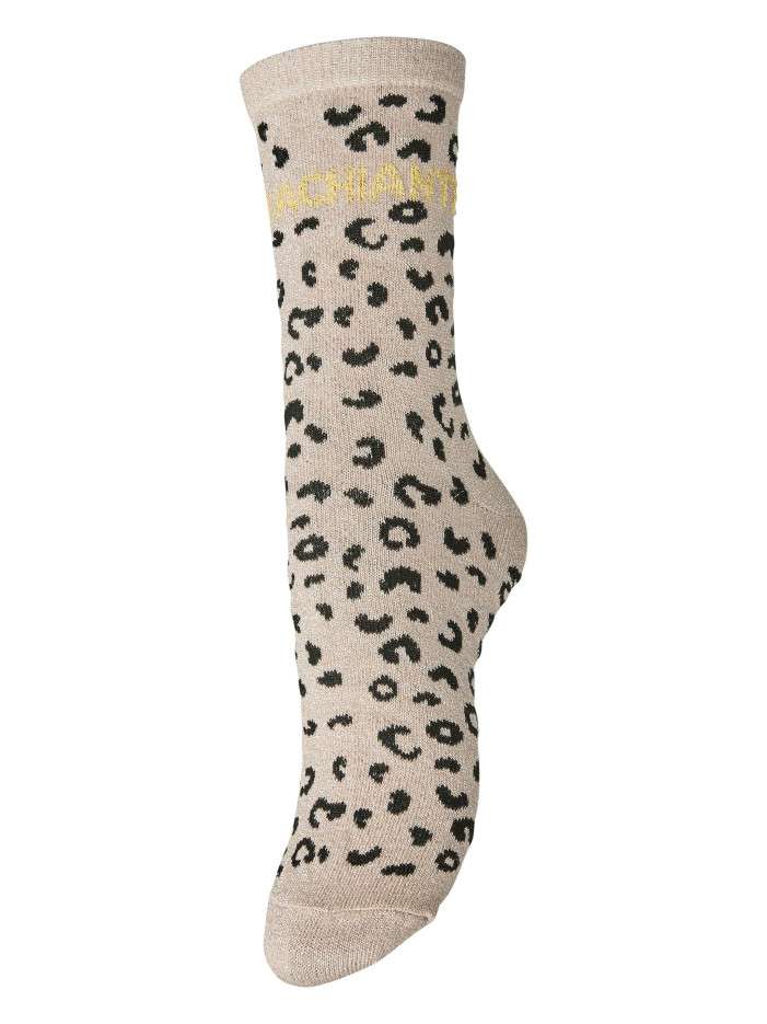 Chaussettes hautes taupe à...