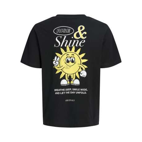 T-shirt en coton biologique noir uni pourvu d'un imprimé soleil - Image 2
