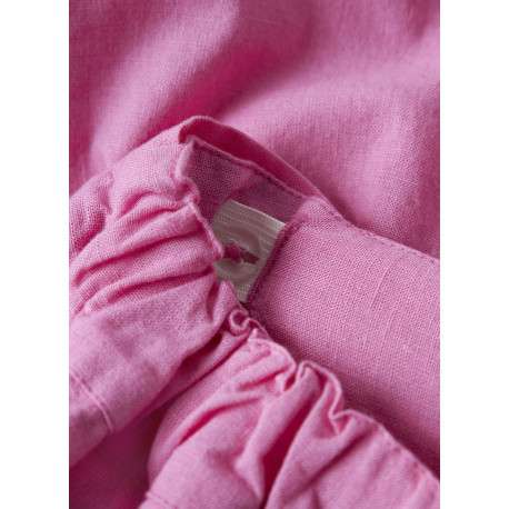 Short en lin et coton rose uni pourvu d'une taille élastiquée - Image 3